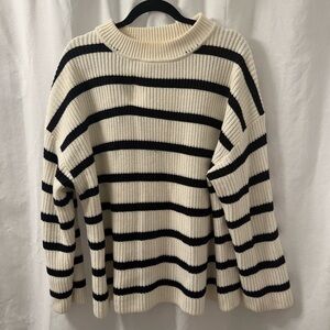 H&M Black and Cream Striped Sweater